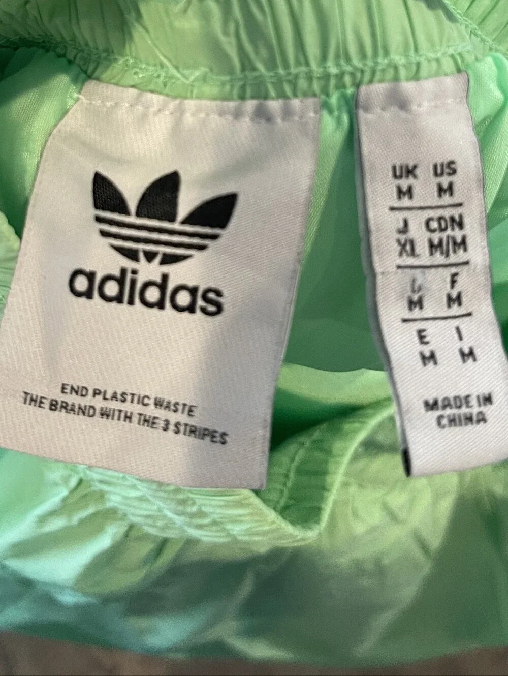 Adidas Mens Earth World Patch Bright Neon Green Windbreaker Swim Shorts Size Med